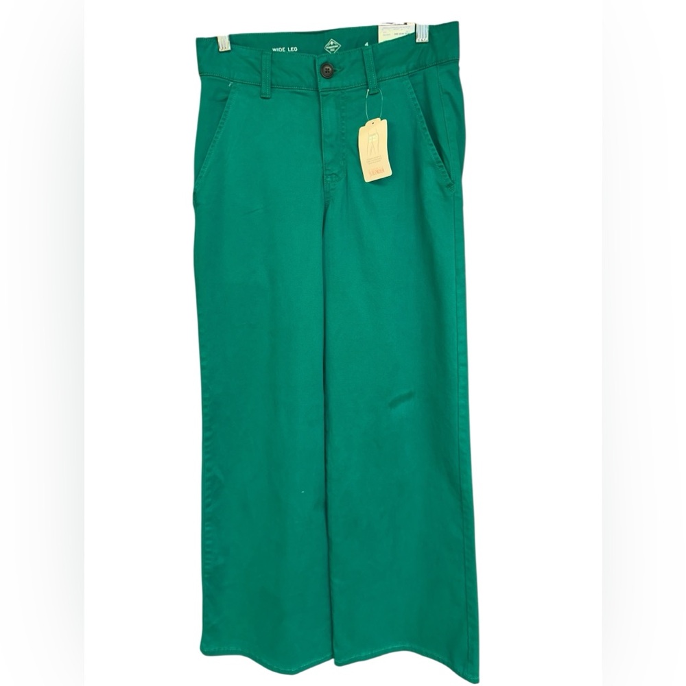 St John’s Bay Wide Leg Lush Meadow Mid-Rise Secretly Slender Cotton Pants NWT S4 - Picture 3 of 8